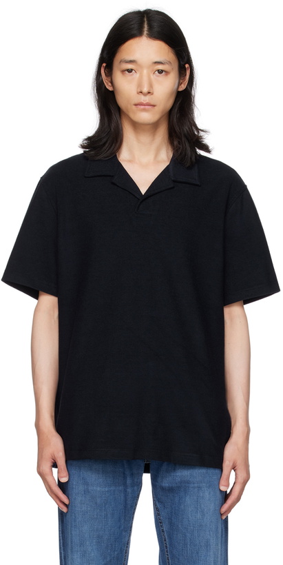 Photo: Brioni Navy Open Placket Polo