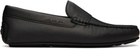 BOSS Black Tumbled-Leather Driver Loafers