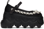 Simone Rocha Black Beaded Lace Turbo Tracker Platform Heels