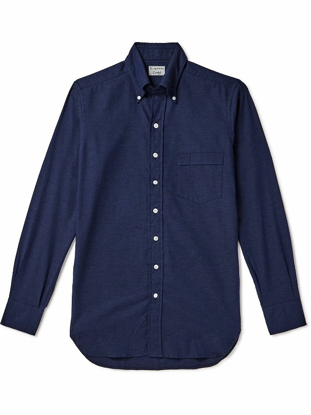 Photo: Kingsman - Drake's Button-Down Collar Cotton-Flannel Shirt - Blue