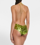 Oséree Sequined halterneck swimsuit