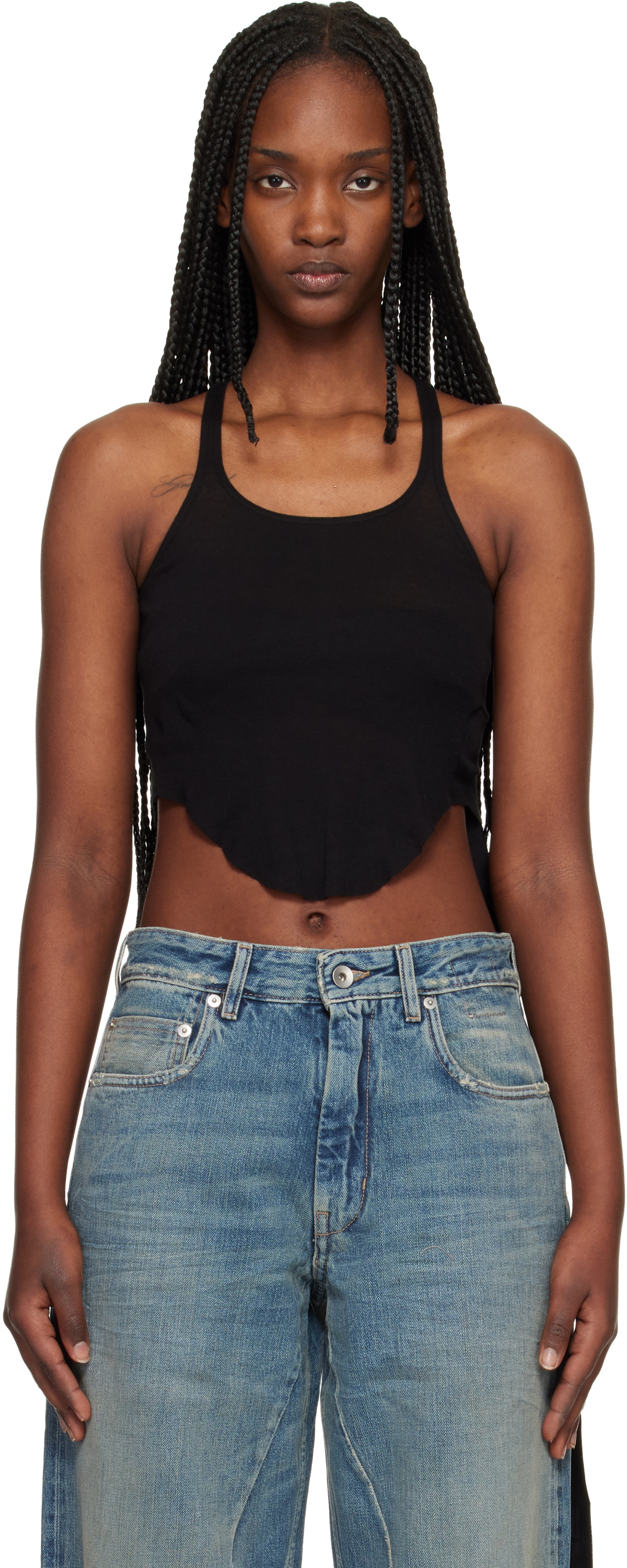 Rick Owens DRKSHDW Black Temple Basic Cropped Tank Top