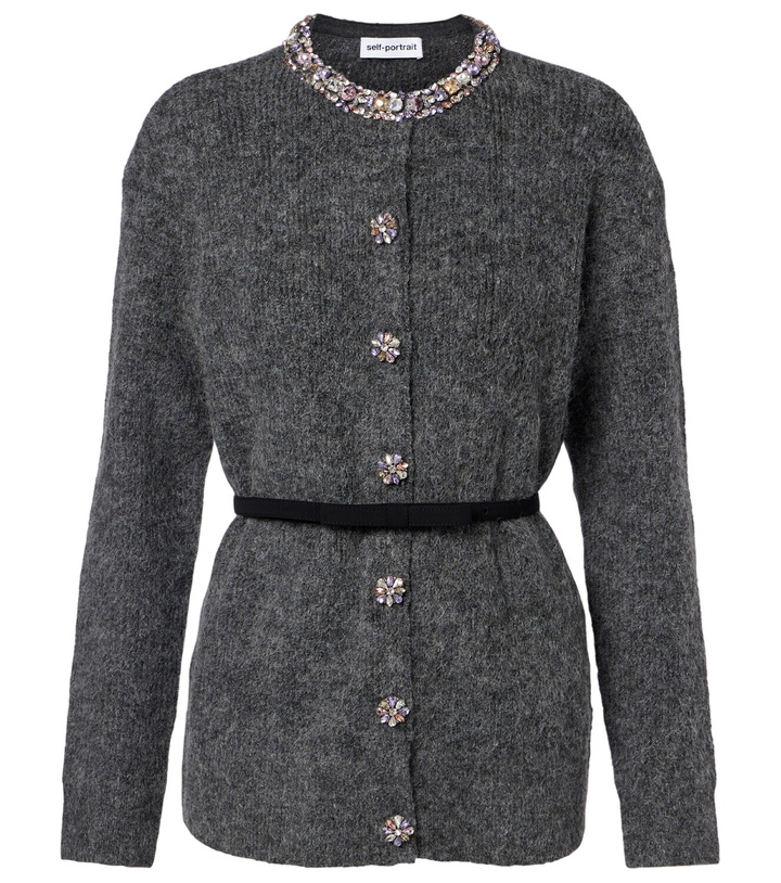 Photo: Self-Portrait Belted embellished cardigan