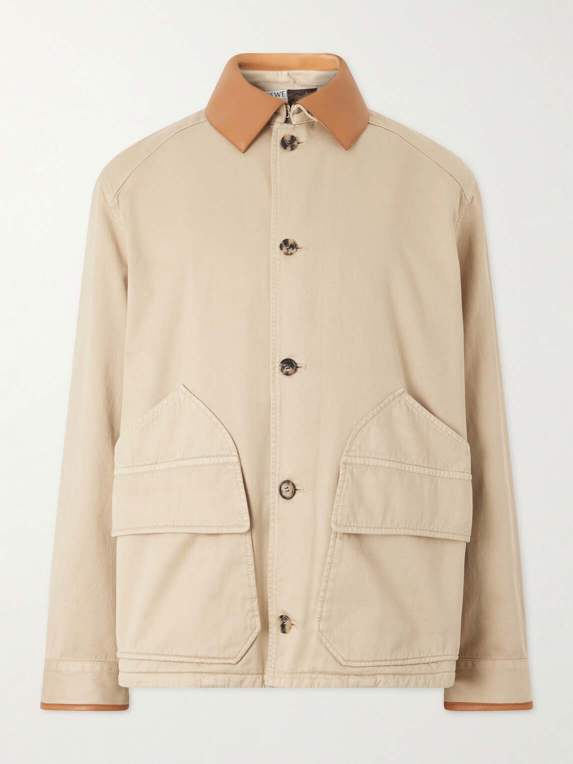 LOEWE - Paula's Ibiza Leather-Trimmed Cotton-Twill Blouson Jacket - Neutrals