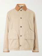 LOEWE - Paula's Ibiza Leather-Trimmed Cotton-Twill Blouson Jacket - Neutrals