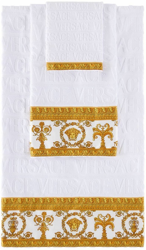 Photo: Versace White 'I Love Baroque' Towel Set, 5 pc