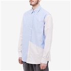 JW Anderson Men's Classic Fit Patchwork Shirt in Light Blue/Off White