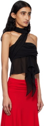 GUIZIO Black Chiffon Wrap Around Top