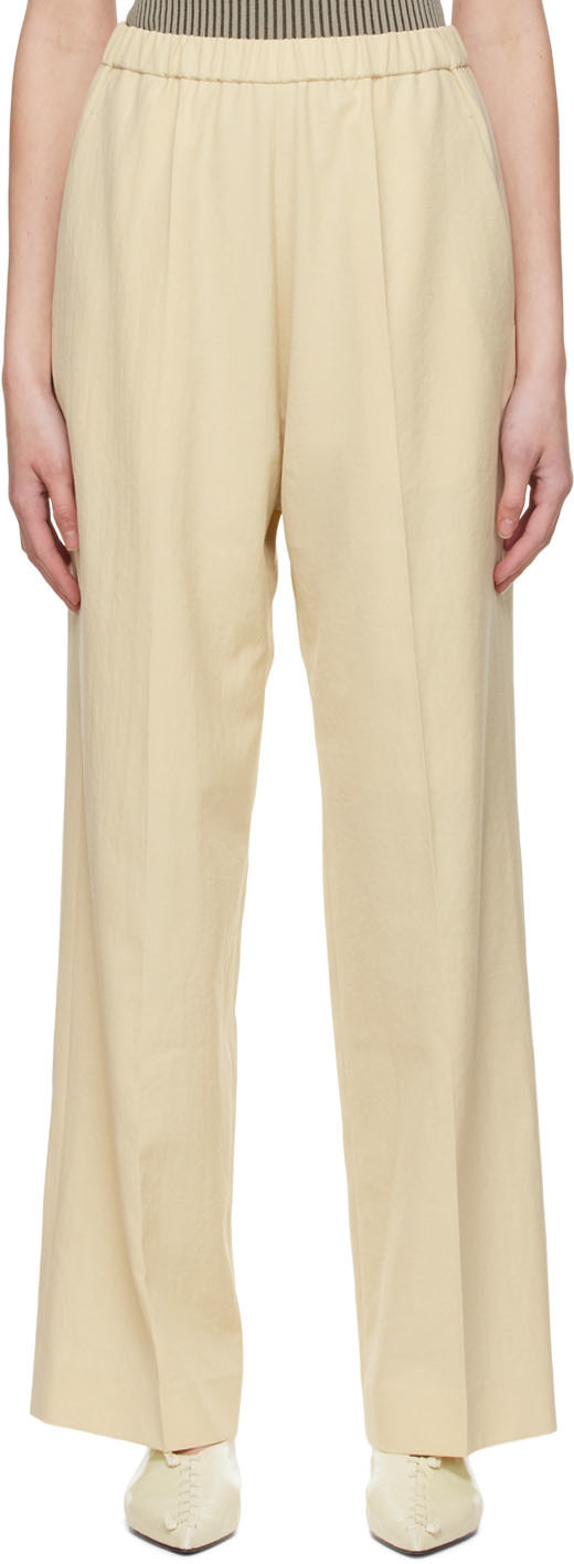 yellow polyester trousers