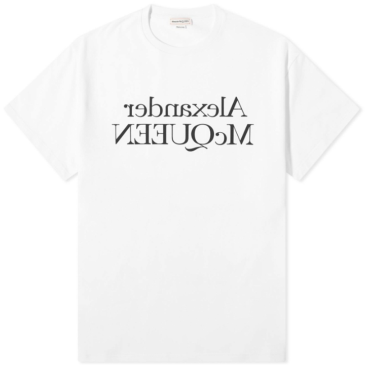 Photo: Alexander McQueen Men's Reflected Foil Logo T-Shirt in White/Black