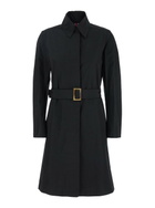 Merci Black Trench Coat With Classic Collar And Adjustable Belt In Fabric Woman