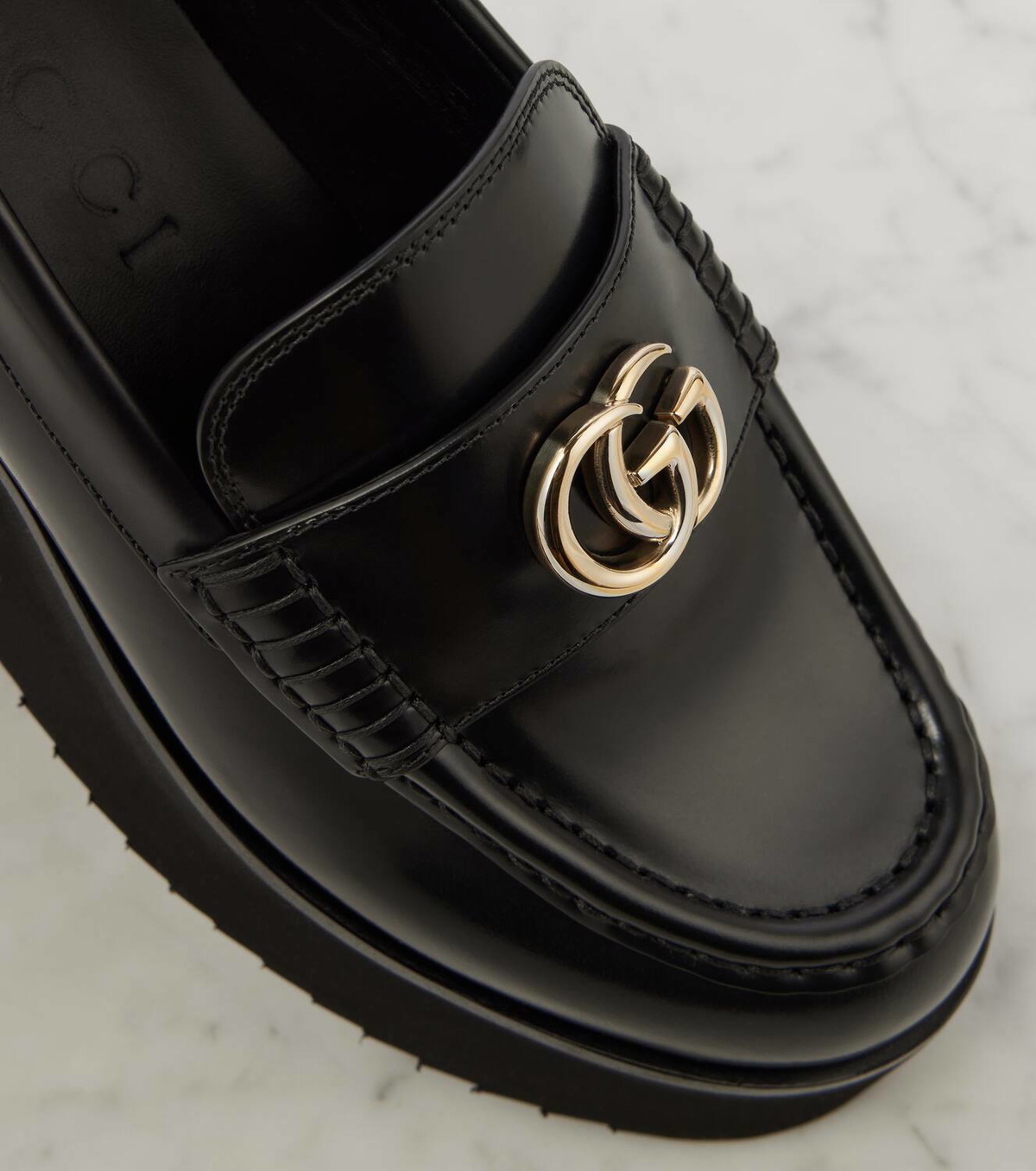 ＊ GUCCI ＊ パース　ぶた Gucci Double G leather platform loafers Gucci