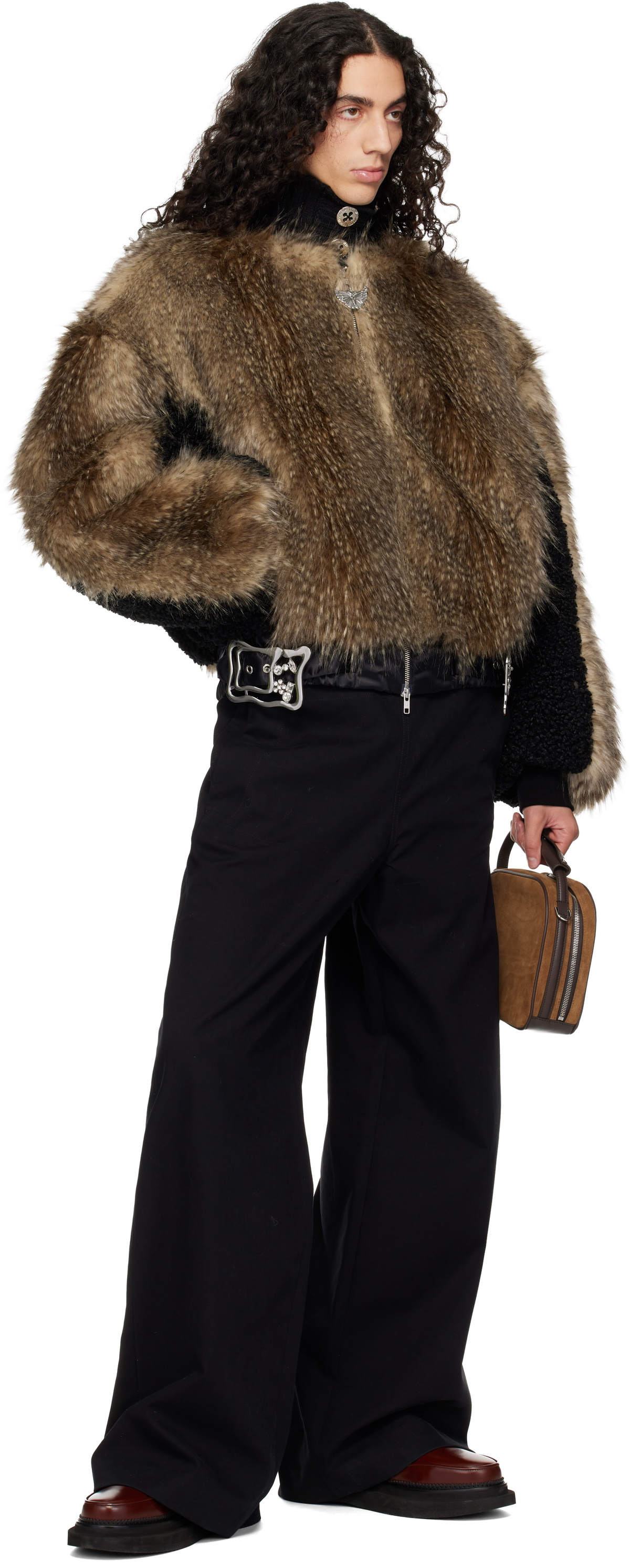 Chopova Lowena Brown French Kiss Faux-Fur Bomber Jacket