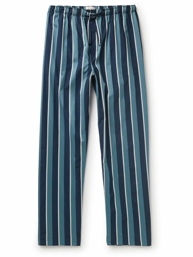 Photo: Derek Rose - Royal 221 Straight-Leg Striped Cotton-Satin Pyjama Trousers - Blue