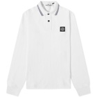 Stone Island Men's Long Sleeve Patch Polo Shirt in White