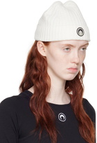 Marine Serre White Mulesing Free Wool Rib Beanie