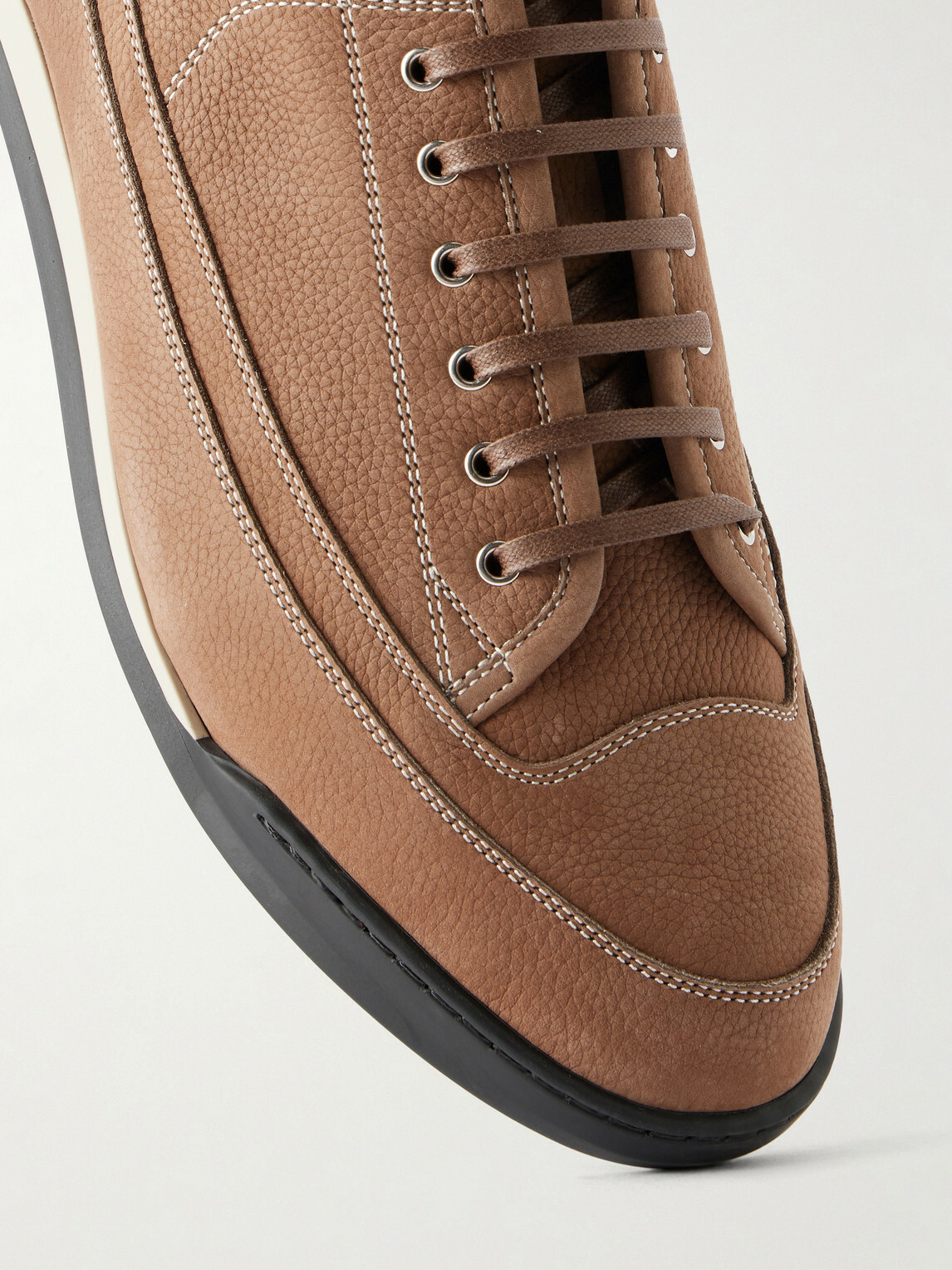 John Lobb - Court Panelled Nubuck Sneakers - Brown