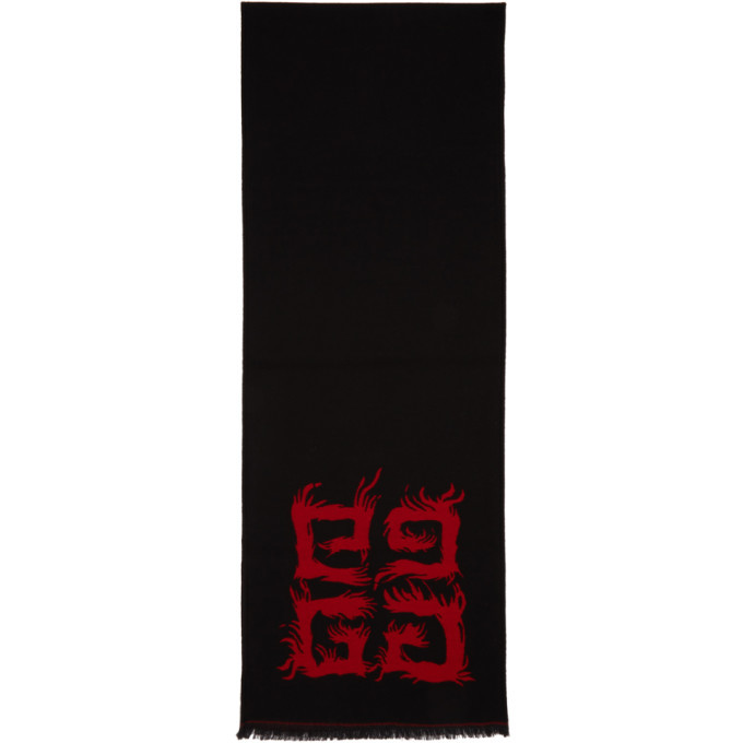 Givenchy Red and Black GV World Tour Scarf Givenchy