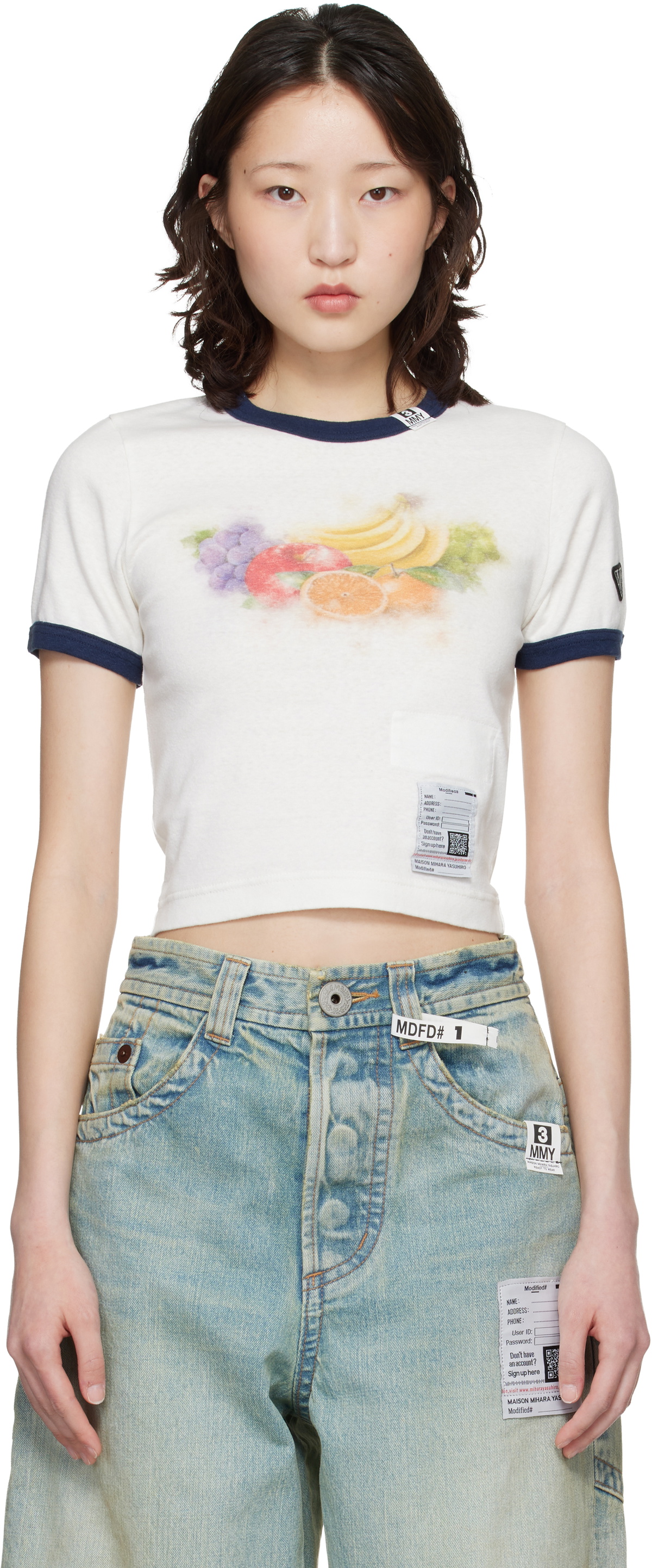 Maison MIHARA YASUHIRO Off-White Fruit Printed Ringer Mini T-shirt