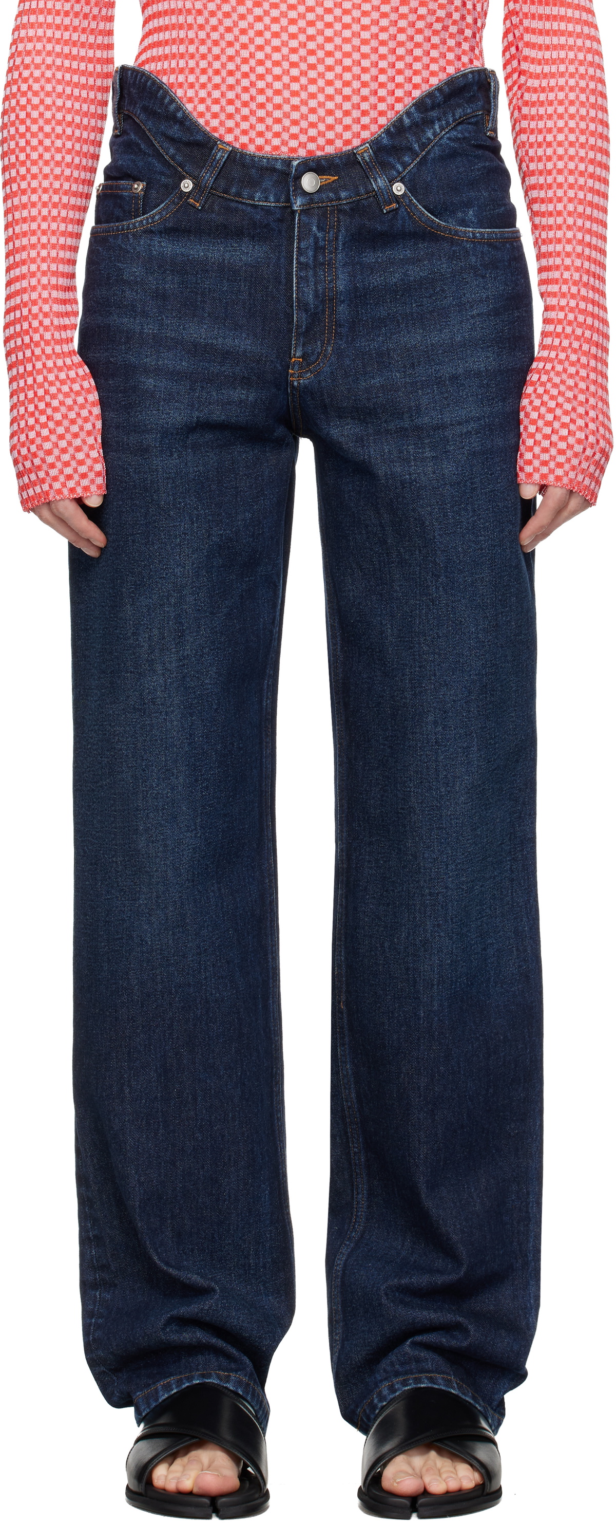Jean Paul Gaultier Blue 'The Curved Denim' Jeans
