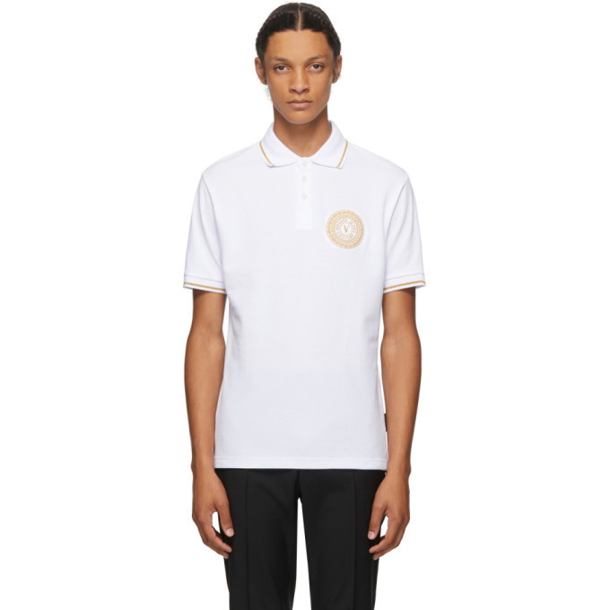 Photo: Versace Jeans Couture White and Gold Logo Polo