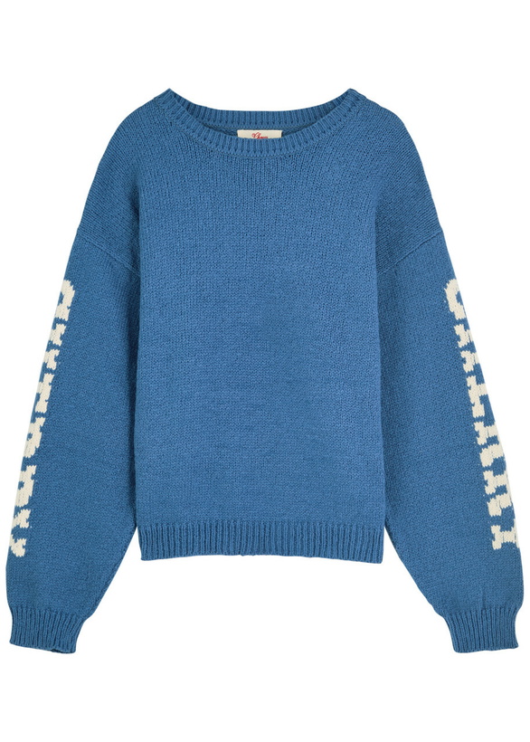 Photo: Cherry Los Angeles Logo-intarsia Cotton-knit Jumper Blue