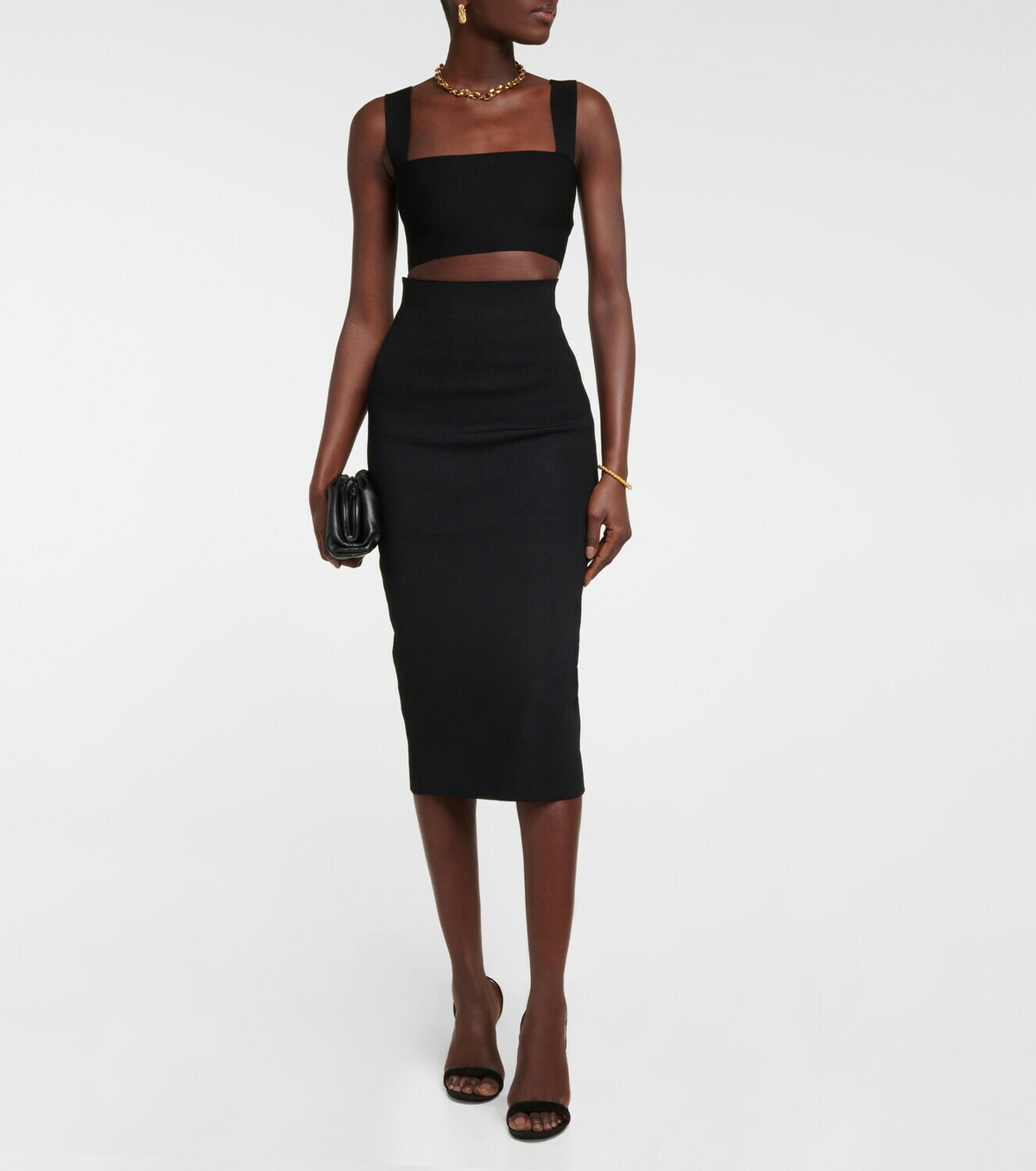 Victoria Beckham - VB Body high-rise knit midi skirt