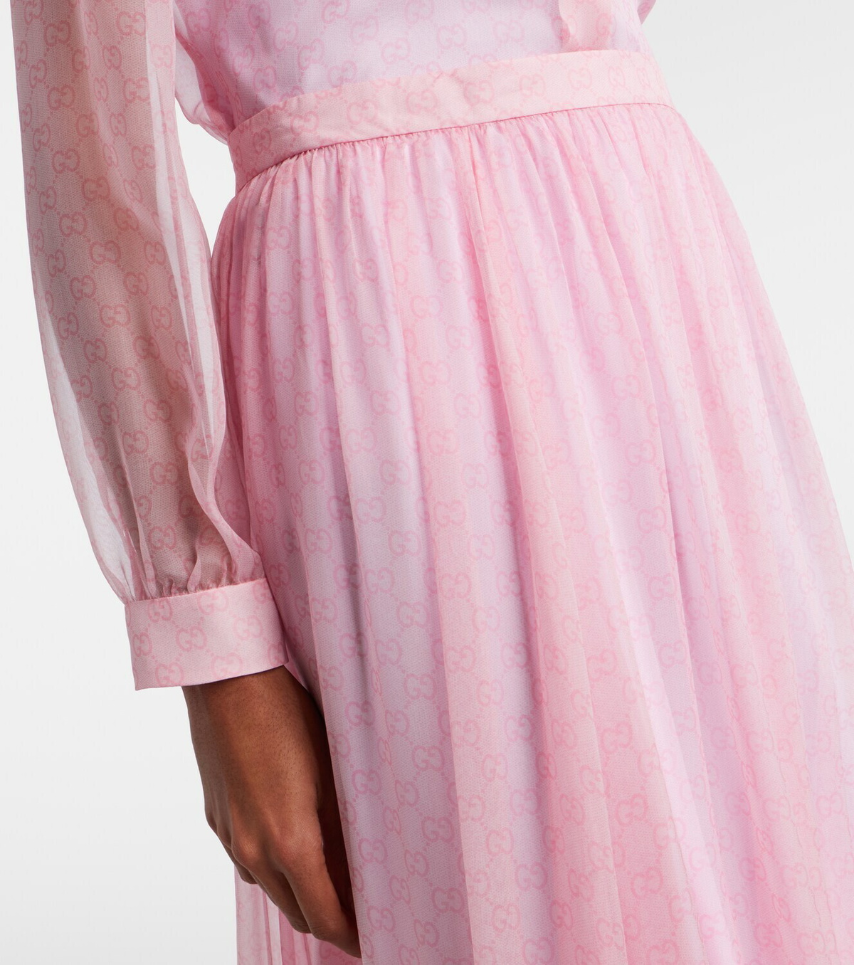 Gucci GG printed silk chiffon maxi skirt