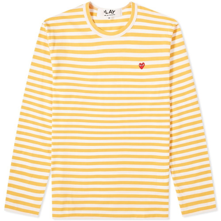 Photo: Comme des Garcons Play Little Red Heart Long Sleeve Stripe Tee Yellow