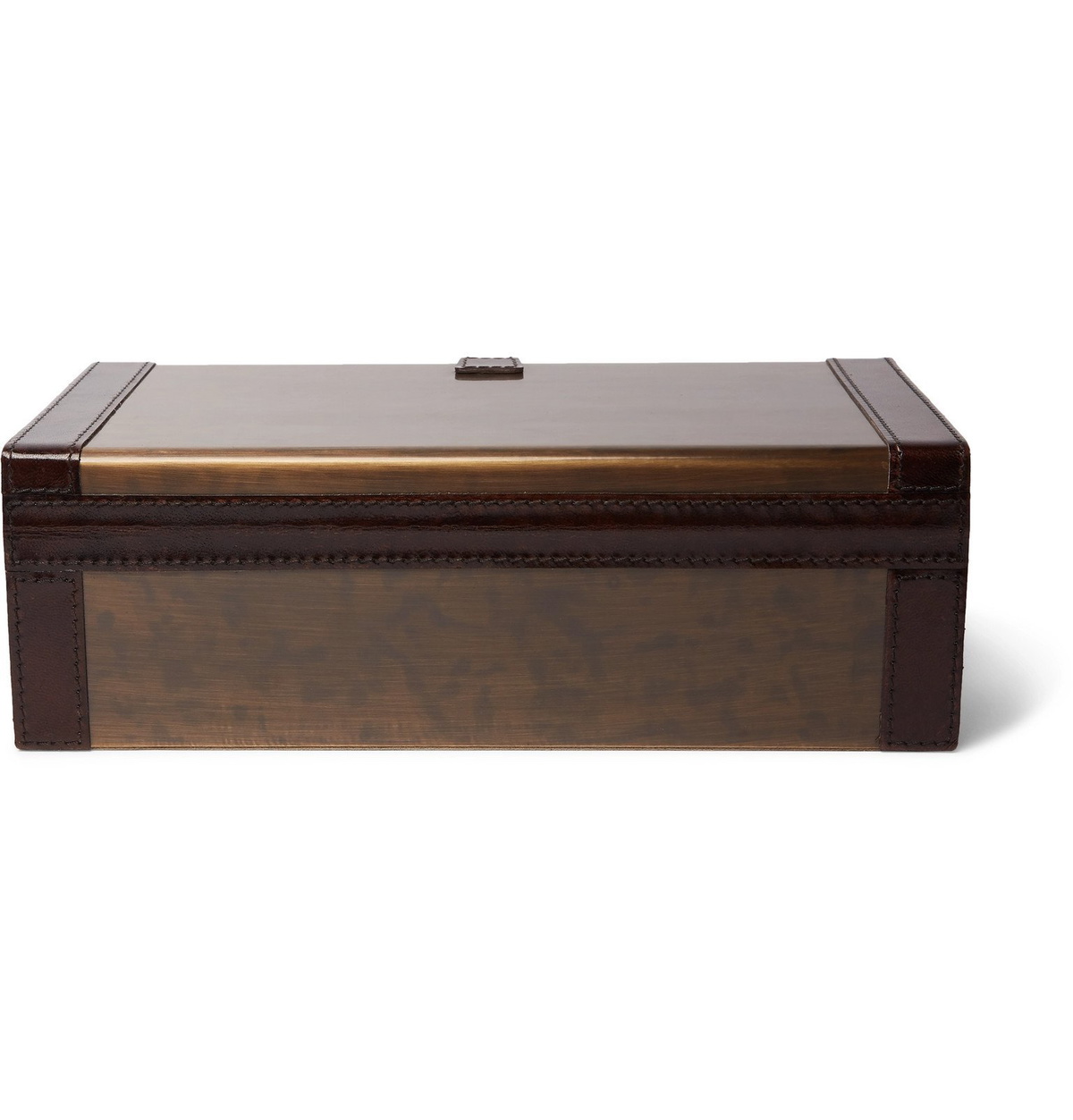 Ben Soleimani - Leather-Trimmed Bronze Cufflink Box - Brown