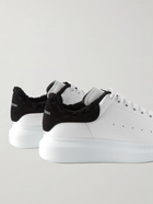 Alexander McQueen - Exaggerated-Sole Shearling-Lined Leather Sneakers - White