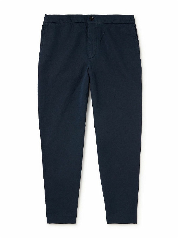 Photo: Mr P. - James Tapered Cotton and Linen-Blend Twill Drawstring Trousers - Blue