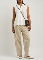 Eileen Fisher Sleeveless Silk-georgette Shirt Ivory