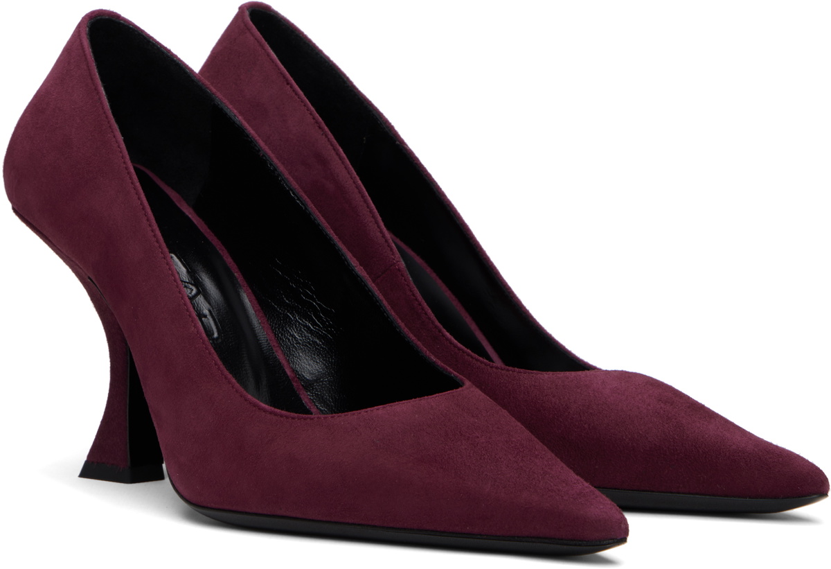 BY FAR Burgundy Viva Suede Heels