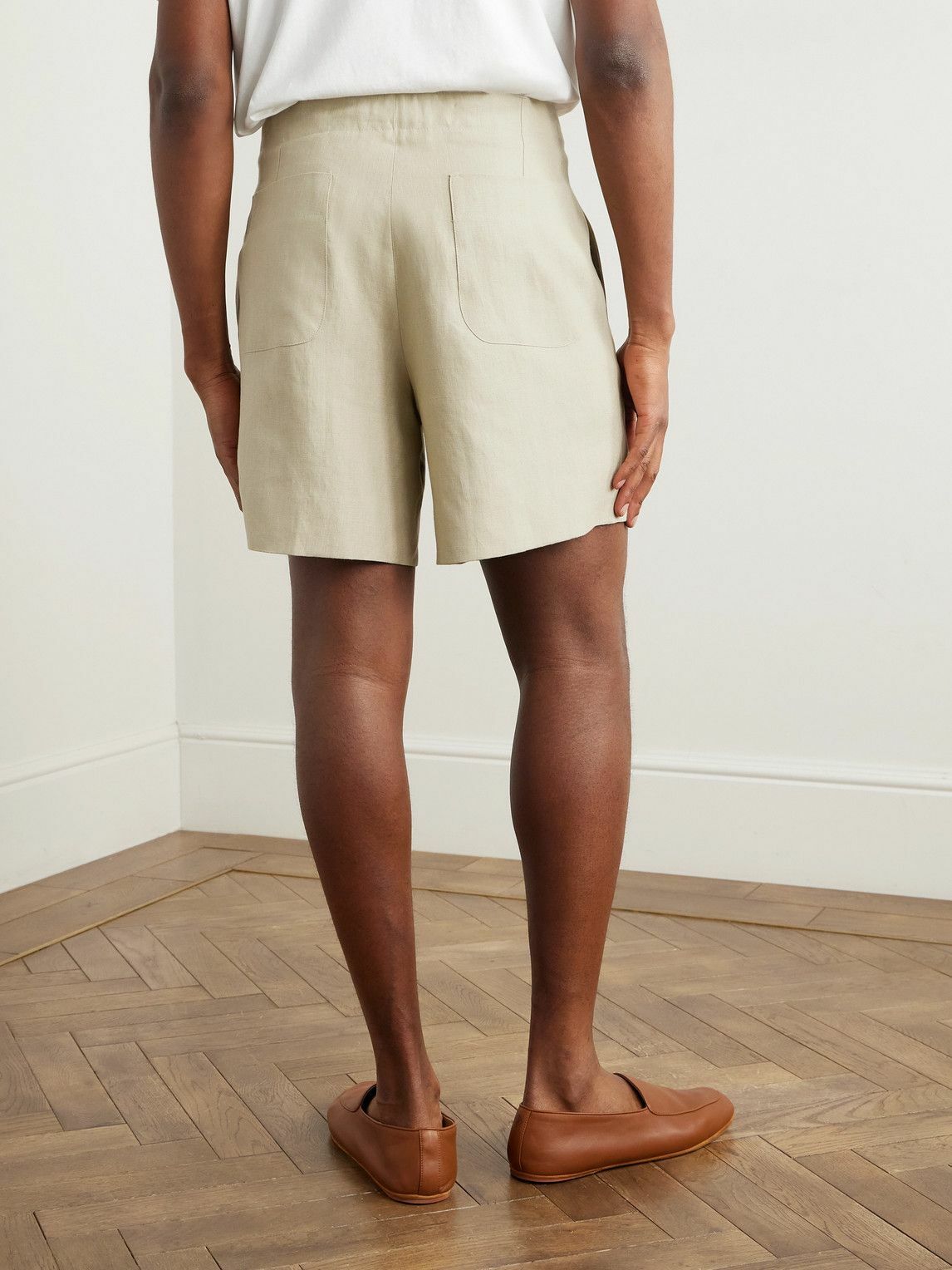 Stòffa - Straight-Leg Linen Drawstring Shorts - Neutrals