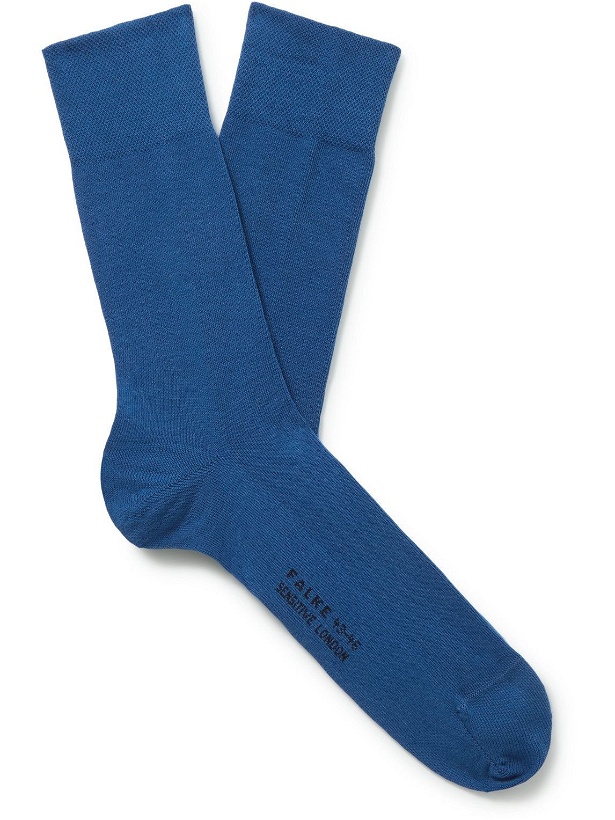 Photo: Falke - Sensitive London Stretch Combed Cotton-Blend Socks - Blue