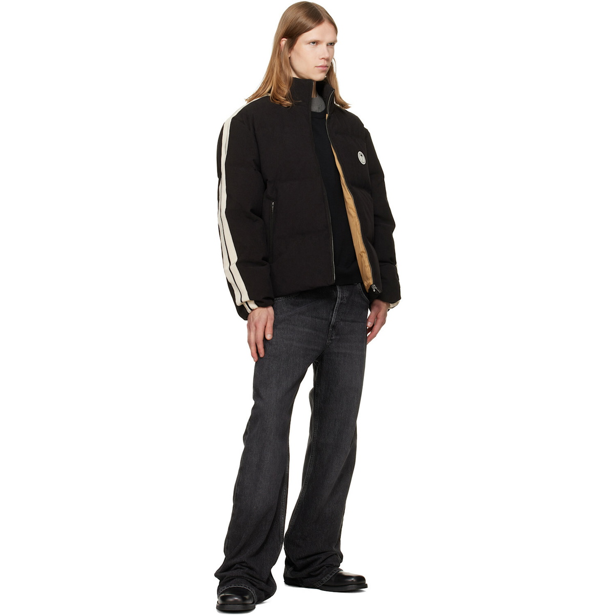Palm Angels Black Tree Logo Cord Track Down Jacket