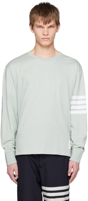 Photo: Thom Browne Green 4-Bar Long Sleeve T-Shirt