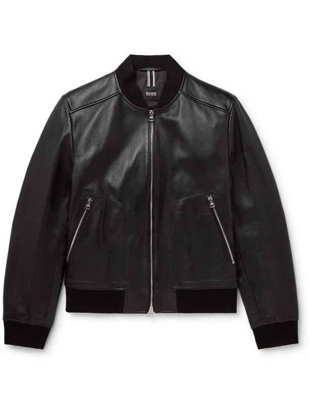 Photo: HUGO BOSS - Leather Jacket - Black - IT 44