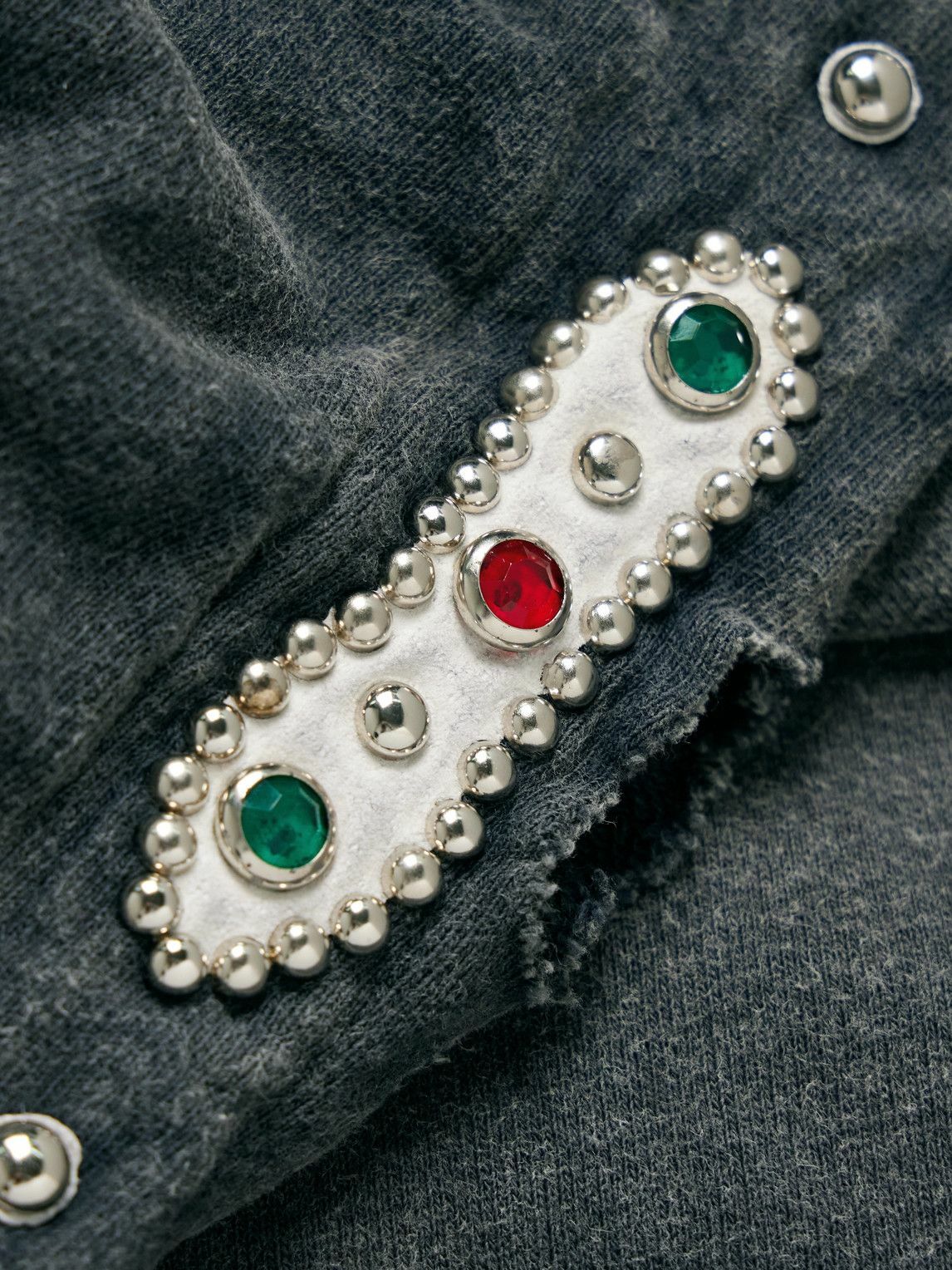 KAPITAL - Embellished Suede-Trimmed Distressed Cotton-Jersey
