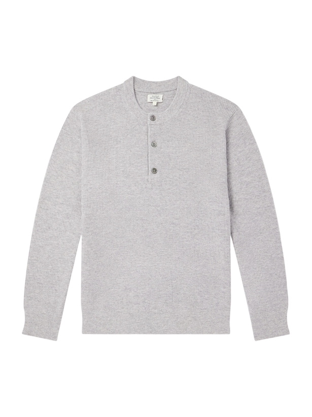 Photo: Hartford - Wool and Cashmere-Blend Waffle Henley Sweater - Gray