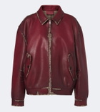 Prada Distressed houndstooth leather jacket