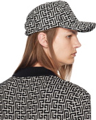 Balmain Off-White & Black Monogram Jacquard Wool Cap