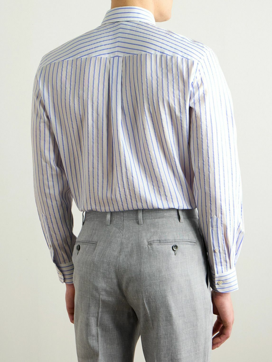 Dunhill - Striped Textured-Cotton Shirt - Blue