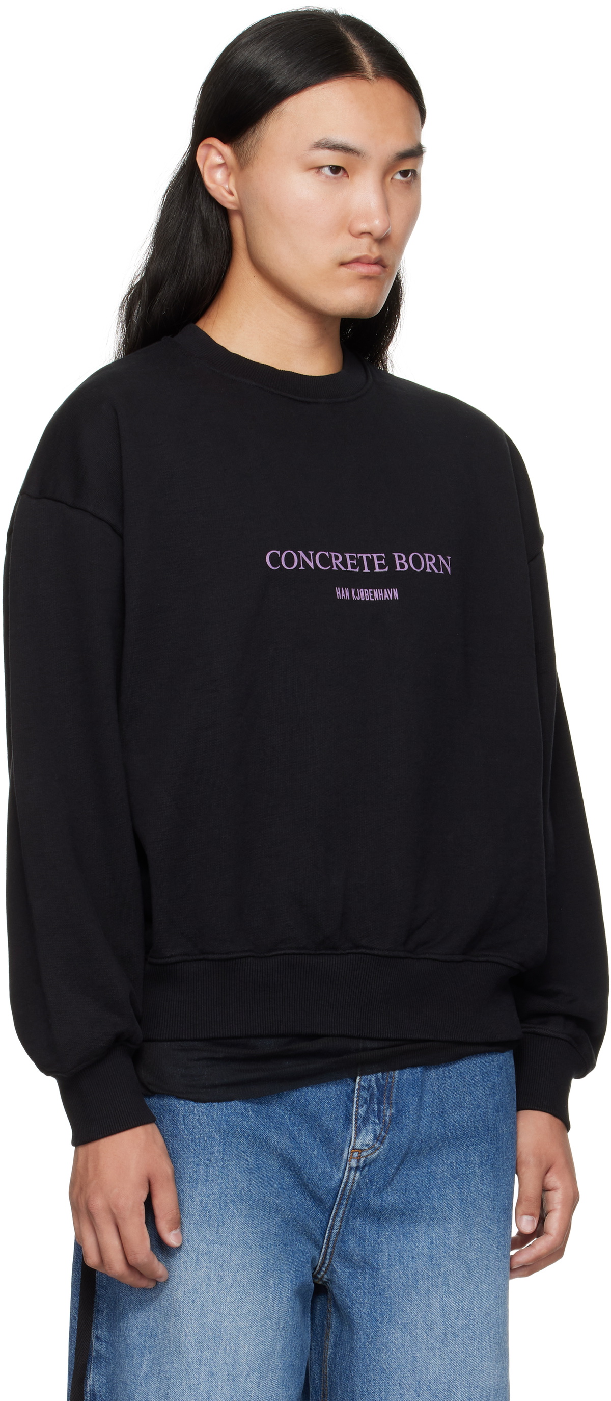 Han Kjobenhavn Black Logo Oversized Crewneck Sweatshirt