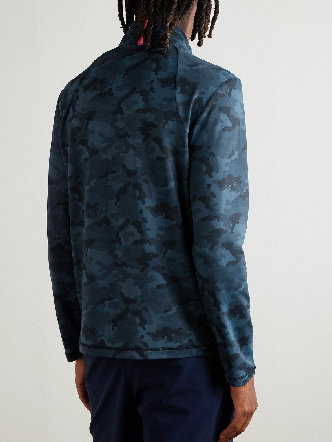 G/FORE - Camouflage-Print Tech-Jersey Half-Zip Golf Top - Blue