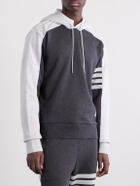 Thom Browne - Logo-Appliquéd Striped Cotton-Jersey Hoodie - Gray