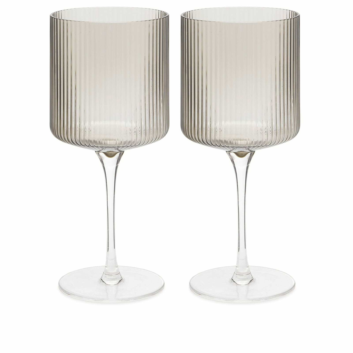 ferm LIVING Ripple Red Wine Glasses - Set of 2 in Smoked Grey 