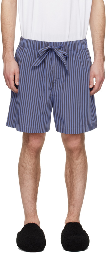 Photo: Tekla Navy & Brown Poplin Pyjama Shorts