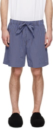 Tekla Navy & Brown Poplin Pyjama Shorts
